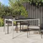 Berkfield Garden Table 150x90x75 cm Tempered Glass and Poly Rattan White