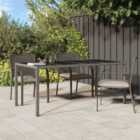 Berkfield Garden Table Grey 190x90x75 cm Tempered Glass and Poly Rattan