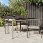 Berkfield Garden Table 150x90x75 cm Tempered Glass and Poly Rattan Beige
