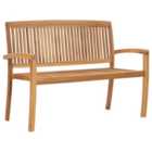 Berkfield 2-Seater Stacking Garden Bench 128.5 cm Solid Teak Wood