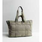 Olive Padded Sporty Tote Bag