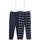 M&S Mens M&S Collection Brushed Cotton Pyjama Bottoms, 2 Pack, XL, Navy
