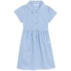 M&S Girls Pure Cotton Gingham School Dress 11-12 Yrs, Light Blue