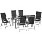 Outsunny 7pc Outdoor Table and 6 Chair Set - Aluminium/Black
