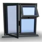 1095mm (W) x 995mm (H) Aluminium Flush Casement Window - 1 Opening Window (LEFT) - Top Opening Window (RIGHT) - Anthracite