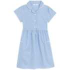 M&S Girls Pure Cotton Gingham School Dress Light Blue 3-4 Yrs