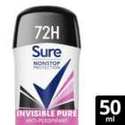 Sure Women Antiperspirant Deodorant Stick Nonstop Invisible Pure 50ml