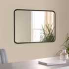 Yearn Solid Dark Wood Curved Framed Wall Mirror 120X80Cm