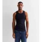 Navy Ribbed Jersey Muscle Fit Vest