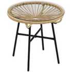 Outsunny Rattan Side Table W/ Round Pe Rattan