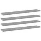 vidaXL Bookshelf Boards 4 Pcs Concrete Grey 60X10X1.5cm Engineered Wood