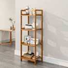 Living and Home 4-tiered Bamboo Wood Freestanding Living Room Book Storage Shelf Organizer