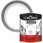 Crown One Coat Wood and Metal Pure Brilliant White Gloss Paint 750ml