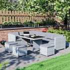 Garden Vida Belgrave 9 Seater Rattan Garden Furniture Set Wick Corner Sofa Table Stool Outdoor Patio With Cover, Grey