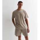 Light Brown Relaxed Fit Cotton Pintuck Drawstring Shorts