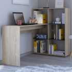 Core Products Harvard 5 Shelf Washed Oak and Carbon Grey Desk with Bookcase