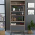 Core Products Vegas Single Door 5 Shelf Oak and Grey Display Bookcase