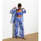 Blue Abstract Line Wide Leg Trousers