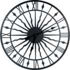 St Helens Black Open Face Sun Design Non Ticking Garden Clock 60cm