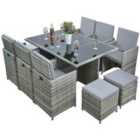Vesta 11pc Rattan Garden Cube Furniture Set 10 Seater - Grey