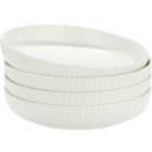 Waterside Professional Alumina White 4 Piece Porcelain Textured Rim Pasta Bowl Set