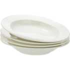 Waterside Professional Alumina White 4 Piece Porcelain Classic Rim Pasta Bowl Set