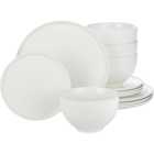 Waterside Professional Alumina White 12 Piece Porcelain Textured Rim Dinner Set