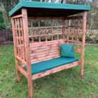 Charles Taylor Bramham 3 Seater Wooden Arbour with Green Canopy