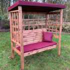 Charles Taylor Bramham 3 Seater Wooden Arbour with Burgundy Canopy