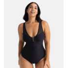 Dorina Curves Black Mesh Plunge Shaping Swimsuit