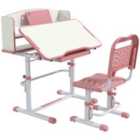 Zonekiz Zonekiz Height Adjustable Kids Desk And Chair Set, With Drawer, Bookshelf, Pink