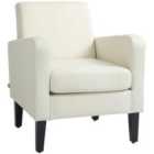 Homcom Modern Armchair Accent Chair With Rubber Wood Legs For Bedroom Cream White