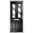 Crystal Grp Door Four Square Two Glass Black Lh 920 X 2055Mm Obs