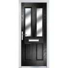 Crystal Grp Door Four Square Two Glass Black Rh 920 X 2055Mm Obs
