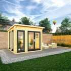 Mercia 3m x 3m Studio Pent Log Cabin (44mm) - Grey UPVC Windows & Doors