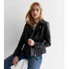 Gini London Black Leather-Look Biker Jacket