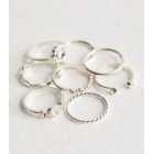 8 Pack Silver Diamanté Twist Rings