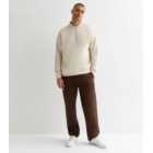 Dark Brown Panelled Straight Fit Trousers