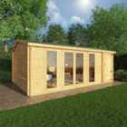 Mercia 6.1m x 4m Home Office Studio Log Cabin With Side Shed (44mm)