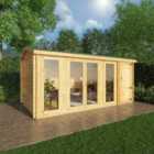 Mercia 5.1m x 3m Home Office Studio Log Cabin With Side Shed (44mm)