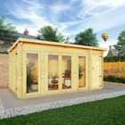 Mercia 5.1m x 3m Studio Pent Log Cabin Wth Side Shed (34mm)