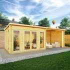 Mercia 7m x 3m Studio Pent Log Cabin With Patio Area (28mm)