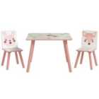 Zonekiz Zonekiz Kids Table And Chairs, Childrens Desk With 2 Chairs, Pink