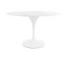 Fusion Living Marble Tulip Dining Table Set, Four Chairs- Pu White