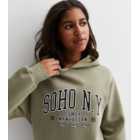 Girls Khaki Soho NY Logo Longline Hoodie
