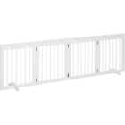 PawHut White 4 Panel Wooden Folding Pet Safety Gate with Support Feet