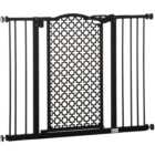PawHut Black 74-105cm Stair Pressure Fit Pet Safety Gate with Double Locking