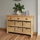 K Living Hudson Oak 3 Drawer 6 Basket Cabinet