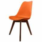 Fusion Living Soho Plastic Dining Chair With Squared Dark Wood Legs Orange