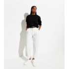 Off White High Waist Tapered Cotton Trousers